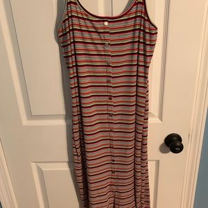Plus size Multicolored Rib knit midi dress.